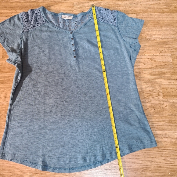 Bleu Gray Women's Turquoise Lace Crochet Tee size XXL - Picture 12 of 14